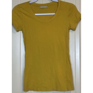 Womens Short Sleeve T-Shirt Round Neck Stretch Cotton Slim Fit Top Sz S Y2K 90s